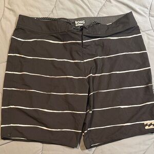 Billabong Black and White Striped Swim Shorts